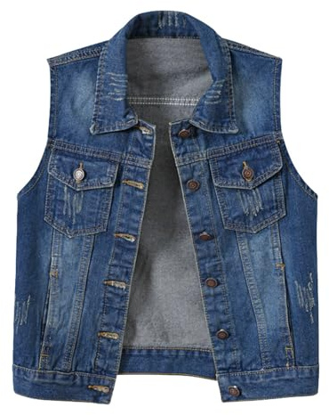 Chaleco vaquero para mujer, color sólido, sin mangas, talla grande, ligero, para primavera, otoño, botones, chalecos con parte delantera abierta, ropa de exterior, ropa de descanso elegante, Reino