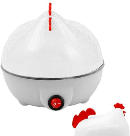 LearnLyrics Cuocere per uova,Vapore rapido a forma di pollo con capacità di 7 uova Cuocere per uova sode, uova in camicia, uova sode, uova sode con fermo, 6,14 x 6,14 x 6,3 pollici