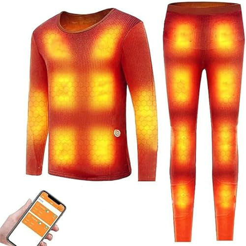 Pucklky Heated Thermal Underwear Functional Warmer Set 32 Heating Zones 3 Temperature Control for Winter Motorcycle Ski,M,Black