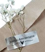 Joyeux Anniversaire Lot de 72 étiquettes adhésives argentées pour vos cadeaux et cadeaux