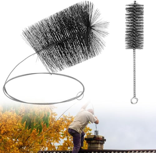 Juego de 2 cepillos de tubo de estufa de 150/180 mm, escoba para chimenea con barra flexible, cepillo para chimenea, cepillo para tubo de chimenea, chimenea, tubo de humos, limpieza (17 cm)