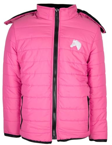 MS-Trachten Giacca invernale da equitazione per bambini, con testa di cavallo ricamata, rosa, calda, foderata, perfetta per le equitazioni, Colore: rosa., 158-164