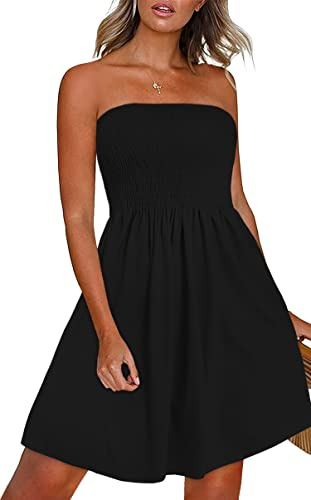 florynova Robe d'été décontractée sans manches pour femme, robe d'été à épaules dénudées, cache-maillot de plage