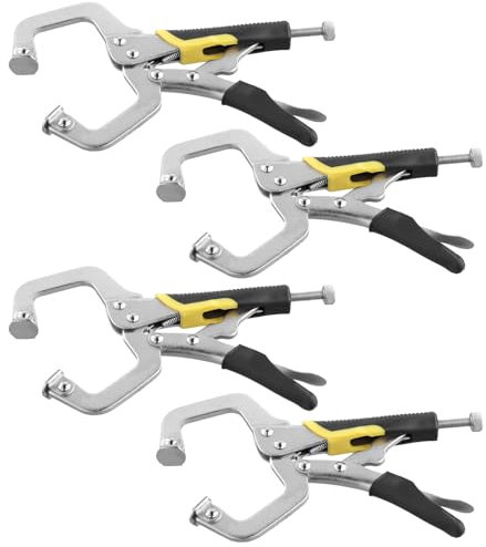 CHUIFAI Lot de 4 Pince à étau Soudage en métal de 17 cm, Pince étau en C avec vis réglable et patins rotatifs pour le travail du bois, le soudage