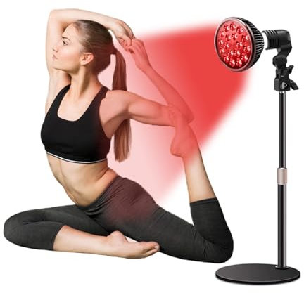 Aolawco Red Light Lamp with Base, 850nm & 660nm Light Lamps, 54W 18LEDs Near Infrared with Protective Glasses, Gooseneck Red Light Lamp Ideal Gifts for Men Women