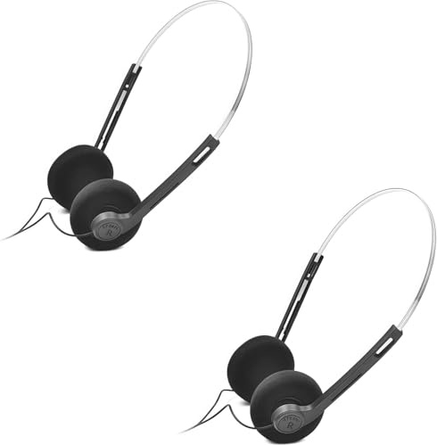 Wpppan 2 Pcs Retro Lightweight Earphones,Over-Ear Headphone,Vintage Feelings Underwire Headphones,Hi-Fi Stereo Earphone Headset,Headphone,for Most Mobile Phones Playback Pevices Headphones (Black)