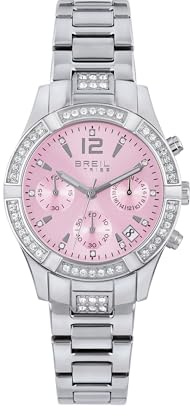 Breil, Collezione C’est Chic, Orologio Donna, Cronografo con Cristalli su Lunetta, Indici e Bracciale, Cassa in Acciaio Lucido 36 mm, Chiusura con Pulsanti, Idea Regalo Donna
