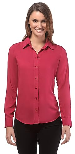 Vincenzo Boretti Blusa, Taglio Giusto, Colletto della Camicia Rosso Vino S