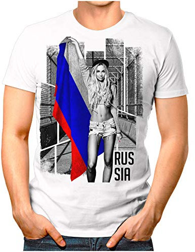 OM3® - Maillot de football pour fille - T-shirt pour homme - Soutien de football - Maillot sexy femme vintage blanc S - 4XL, Russie, XXL