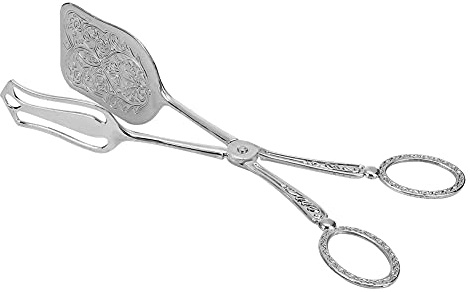 Food Buffet Clip, Zinc Alloy Silver Serving Salad Buffet Food Clip Tongs Vintage Bread Tongs for Serving Food Bread Cake, 23cm / 9.1in x 5cm / 2.0in(1PCS, Silver)