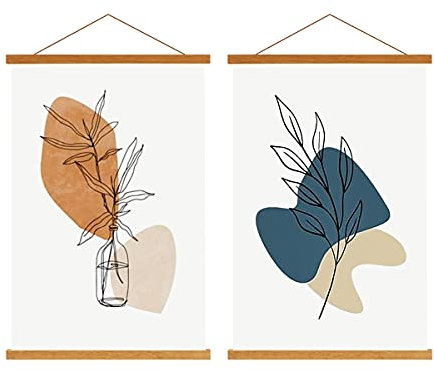 Sanauto A4 Posterleiste Posterschiene Posterleisten 21CM, Magnet Magnetische Holz Poster Aufhänger Halter Rahmen Leisten Bilder Bild Bilderleiste Bilderrahmen (21cm, Teak, 2 Packungen)