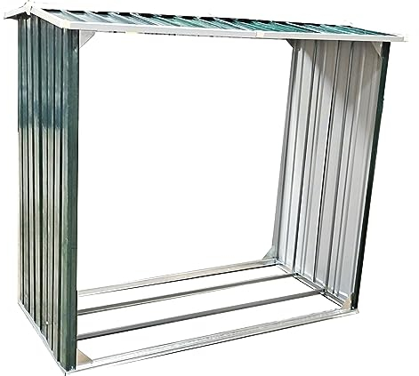ESTEXO Abri à bois de chauffage - 172 x 91 x 154 cm - Étagère en métal - Étagère à bois de chauffage - Toit pointu - Vert