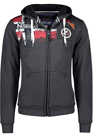 Geographical Norway Fespote Men - Felpa Uomo con Cappuccio Tasca A Canguro Zip - Felpe Pullover Hoody Neve A Maniche Lunghe - Abito Ideale Primavera Estate Autunno Inverno (Grigio Scuro L)