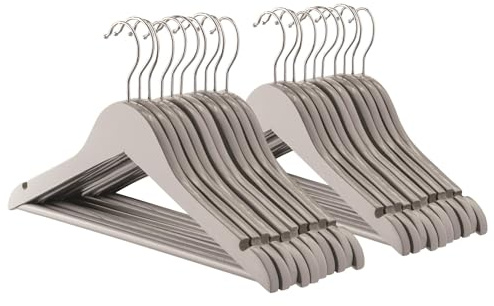 Harbour Housewares 20x Grau Kinder-Kleiderbügel aus Holz - Klein Kinder Mantel Kleidung für Baby, Kleinkind mit Metallhaken, Hosenstange