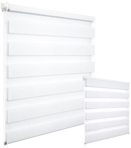 WOLTU 2 Stück Doppelrollo Klemmfix ohne Bohren Duo Rollo Klemmrollo für Fenster mit Klemmträger, Fensterrollo Lichtdurchlässig & Verdunkelnd Wandmontage, Weiß 70x120 cm (Stoffbreite 66 cm)