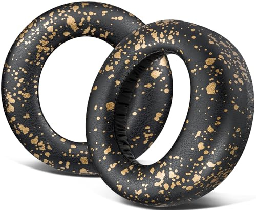 SOULWIT Earpads Replacement for Sony Playstation 5 PS5 Pulse 3D Wireless Headset, Ear Pads Cushions with Upgraded Soft Protein Leather, High-Density Foam - Black Gold