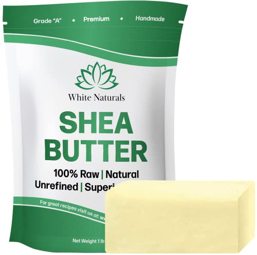 White Naturals African Shea Butter 1lb, Pure, Unrefined, Raw, Organic, Great Skin Moisturizer, Perfect for DIY Whipped Body Butter, Face Cream, Hair Mask, Lip Balm