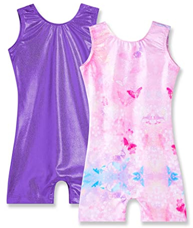 Nymphperi Girls Leotards for Gymnastics Size 5-6 Years Old Purple Cute