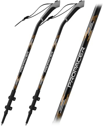 Ergo-Bend Trekking Poles – Adjustable Hiking Sticks with Patented Gooseneck Grip, Nordic Walking Compatible (Golden Poppy)