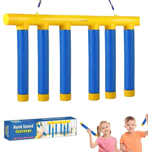 Pouway Catching Sticks Game, Falling Sticks Catching Game, Stick Drop Reaction Training Toy, 3 Dropping Speeds Adjustable, Hand-Eye Coordination Agility Sensory Training Toy For Kids Adults (Blue)