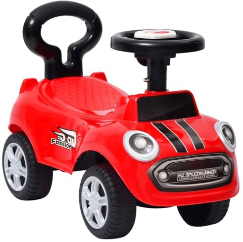 LoogCape Voiture pour enfant rouge avec klaxon pour tout-petits, 52,5 x 25 x 35,5 cm, voiture à pédale pour garçons et filles, voiture coulissante anti-basculement, adaptée pour l'intérieur et
