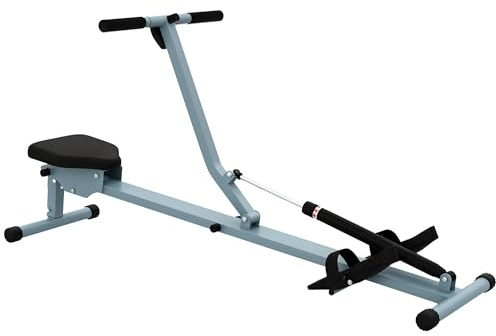 HOMCOM Rameur hydraulique à 12 niveaux de résistance, rameur d'appartement avec écran LCD, pédale antidérapante, charge 100 kg, pour maison, salle de gym, l'équipement d'entraînement d'intérieur, noir
