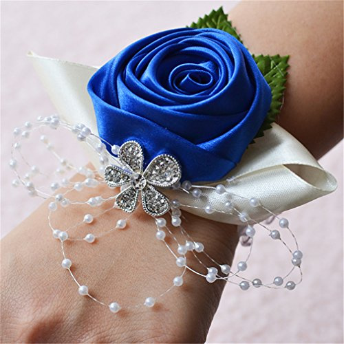 Prettybuy 2 st paket bröllop/fest rosa satin handled blomma livstycket W/pärla strass tygblad prydnad uggla