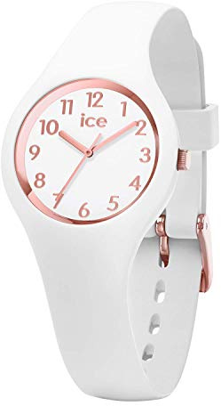 ICE-WATCH - Ice Glam White Rose-Gold Numbers - Montre Blanche pour Femme avec Bracelet en Silicone - 015343 (Extra Small)