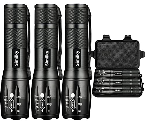 SIMILKY 3Pack Torches Led Super Bright, Hand Led Torch 1200 Lumen, Powerful Torches Battery Powered Water Resistant 5 Modes Tactical Torch for Camping (3 Pack)