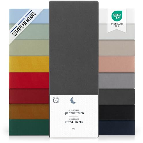 Blumtal® Underlakan 100x200 cm 2-Pack - Mikrofiber Sänglakan Set om 2 - Antracit