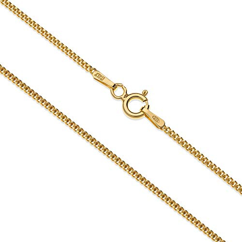 AKA Gioielli® - Cadena Mujer Hombre Barbada 1.3mm Chapada en Oro 18k - Collar Plata De Ley Esterlina 925 Dorada sin Colgante - 60 cm largo