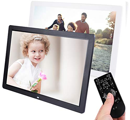 17 Zoll Digitaler Bilderrahmen, 1440 * 900HD Elektronischer Bilderrahmen Display Foto/Musik/Video-Player Kalender Wecker automatischer EIN/aus Timer mit Fernbedienung (Black)