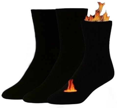 DREAM SOCKS Calze Termiche in Pile Corte per Sci-Montagna-Escursionismo-Trekking,Calze Pesanti Uomo-Donna a Metà Polpaccio-Caviglia-Fantasmino (IT, Numero, 41, 46, Regular, Regular, 3 X Set. NERO)