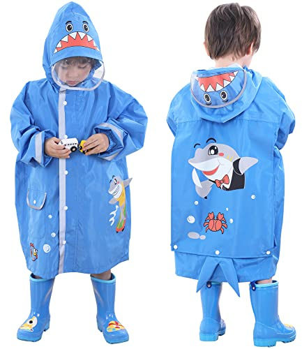 Hovkib Poncho de Lluvia para Niñas y Niños - Chubasquero Ligero Impermeable Reutilizable Traje de Lluvia Respirable Portátil Ropa Impermeable 2-10 Años