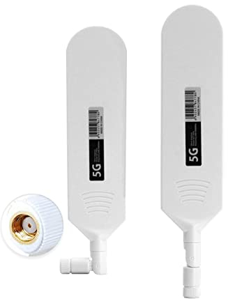 Vecys 4G LTE Antena RP SMA Conector Macho 15dBi 4G/5G Antena de Barra de Pegamento Omnidireccional de Alta Ganancia 600-6000Mhz (Blanco, 2 PCS)