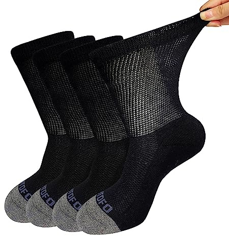 ZFSOCK Calze Uomo Senza Elastico Diabetici: Calzini Senza Cucitura Donna 90% Cotone Extra Larghi Comodi Foderato in Spugna Nero 4 Paia 47-49