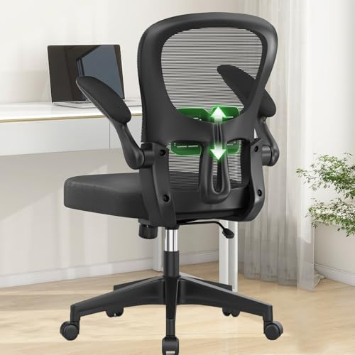 YONISEE Ergonomic Office Chair with Adjustable Padded Armrests, Lumbar Support Executive Chair Comfortable Cushion Swivel Chair for Home Office