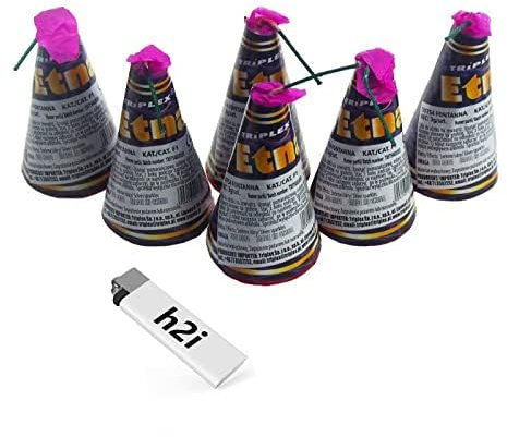 h2i Etna Vulkan | 6 Stück | +/- 15-20 sek | Outdoor Leuchtfontäne mit Funkenregen für Silvester, Halloween & Partys | Kinder & Jugendfeuerwerk | k | Ganzjahresfeuerwerk Kat 1