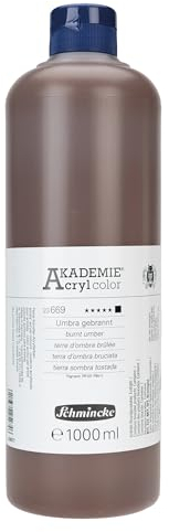 Schmincke - AKADEMIE® Acryl color, Umbra gebrannt 1 Liter, 23669029, feine Künstler-Acrylfarbe, brillant, hoch lichtecht und kadmiumfrei, für Acrylmalerei, Mixed Media