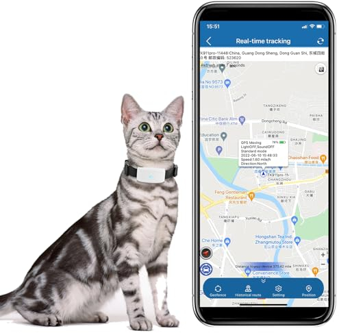 Winnes GPS Tracker für Hunde und Katzen, Geofence-Schutz, APP-Fernüberwachung, Echtzeit-Positionierung, Wasserdichter Alarm, GPS-Halsband für Katzen und Hunde, TK911