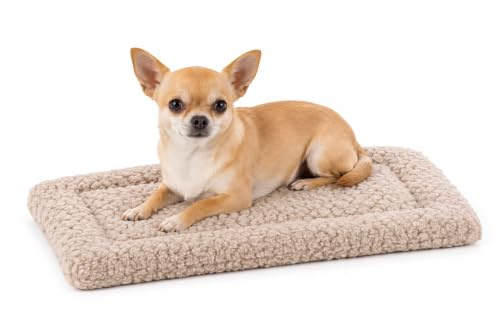 Panier Chien - Coussin Chien et Chat - Coussin rectangulaire Jacquard Taupe - pour Cages métalliques et Cages de Transport - Lavable - 40,5 x 25,5 cm - Flamingo