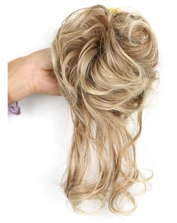 Chignon Toupet Capelli Donna con Clip, Pezzo Clip Ricci Ondulati Sintetico Artiglio Capelli Messy Bun, Ricci Ondulati Pezzo di Capelli per Donne(4#)