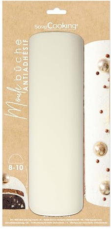 SCRAP COOKING 1293 - Stampo per tronchi in acciaio, 28 cm, rivestimento antiaderente, stampo per torte e torte, stampo cilindrico in metallo natalizio, adatto per forno e congelatore, colore: beige