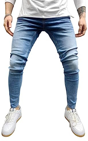 Generisch Jeans Herren Stretch Jeans Skinny Jeanshose Tapered Leg Hose Slim Fit Jeanshosen Washed für Männer
