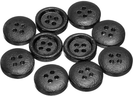 QUARKZMAN 10 piezas de Botones de Costura de Madera de 24L 5/8 (15mm) 4 Agujeros Botones Redondos de Madera de Repuesto para Manualidades de Ropa DIY Decoración, Negro