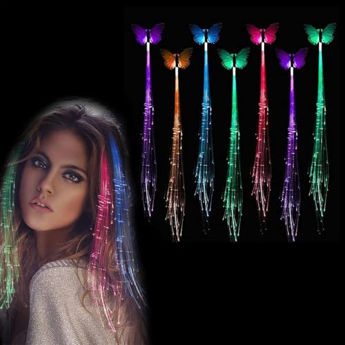 Holdes Fermagli per capelli LED | Clip Farfalla Led | Fermagli colorati della treccia dei capelli di Flash della fibra ottica dei favori del partito colorati per le donne