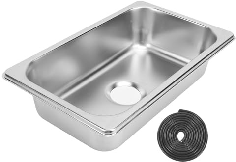 Diskbänk i Rostfritt Stål, Utanpåliggande Diskho, Rektangulär Diskbänk med 40 Mm Avloppsutlopp för Båtar, Husvagnar, Yachter, Båtar (Polering ritning GR-1465)