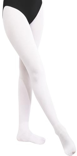 BALAYSIER Ballet Tights for Girls and Women 90 D Footed Dance Tights Soft ＆ High Stretch 1-2 Pairs(White,L)