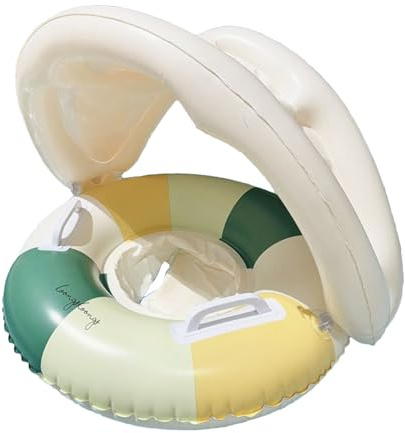 Salvagente Neonato, Ciambella Galleggiante Con Parasole UV, Sedile Sicurezza Regolabile 0-4 Anni Per Piscina Spiaggia Giardino - Pieghevole