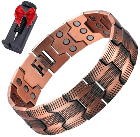 Ultra Strength Magnetic Copper Bracelet for Men, Adjustable Lightweight Copper Link Bracelet with Removal Tool (1 PCS)